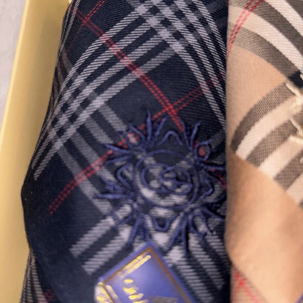 Vintage Omar Sharif Paris Men’s Handkerchief Set - Plaid & Monogram - NIB